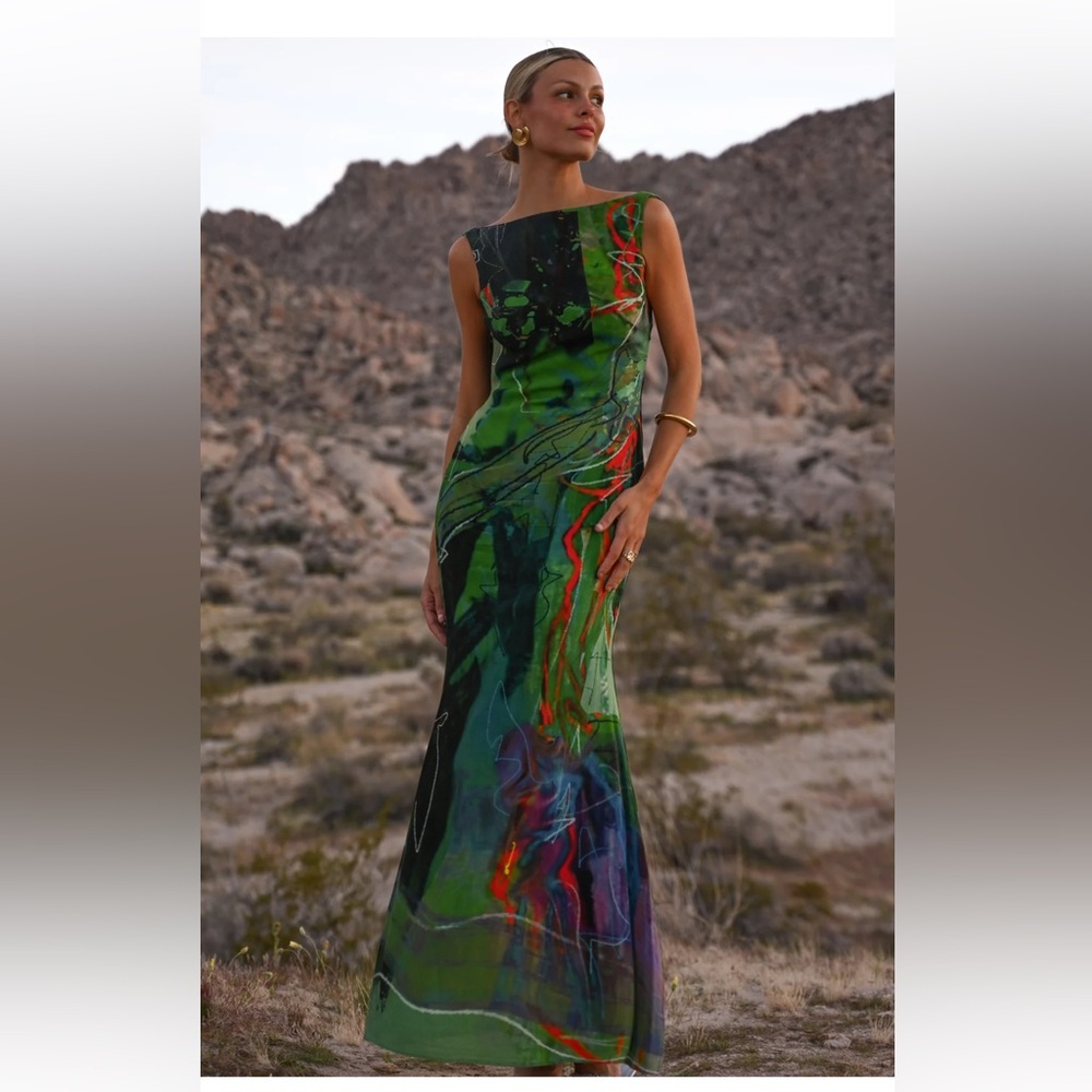 Rhae Dress Terrain - Backless Multicolor Dress
